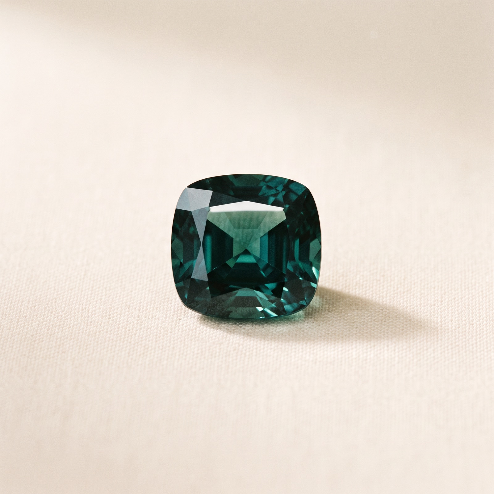 A polished deep teal gemstone